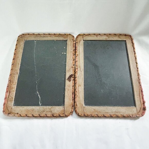 Antique Double Hinged 2 Sided Writing Slate with Wood Frame 1800's - Picture 1 of 12